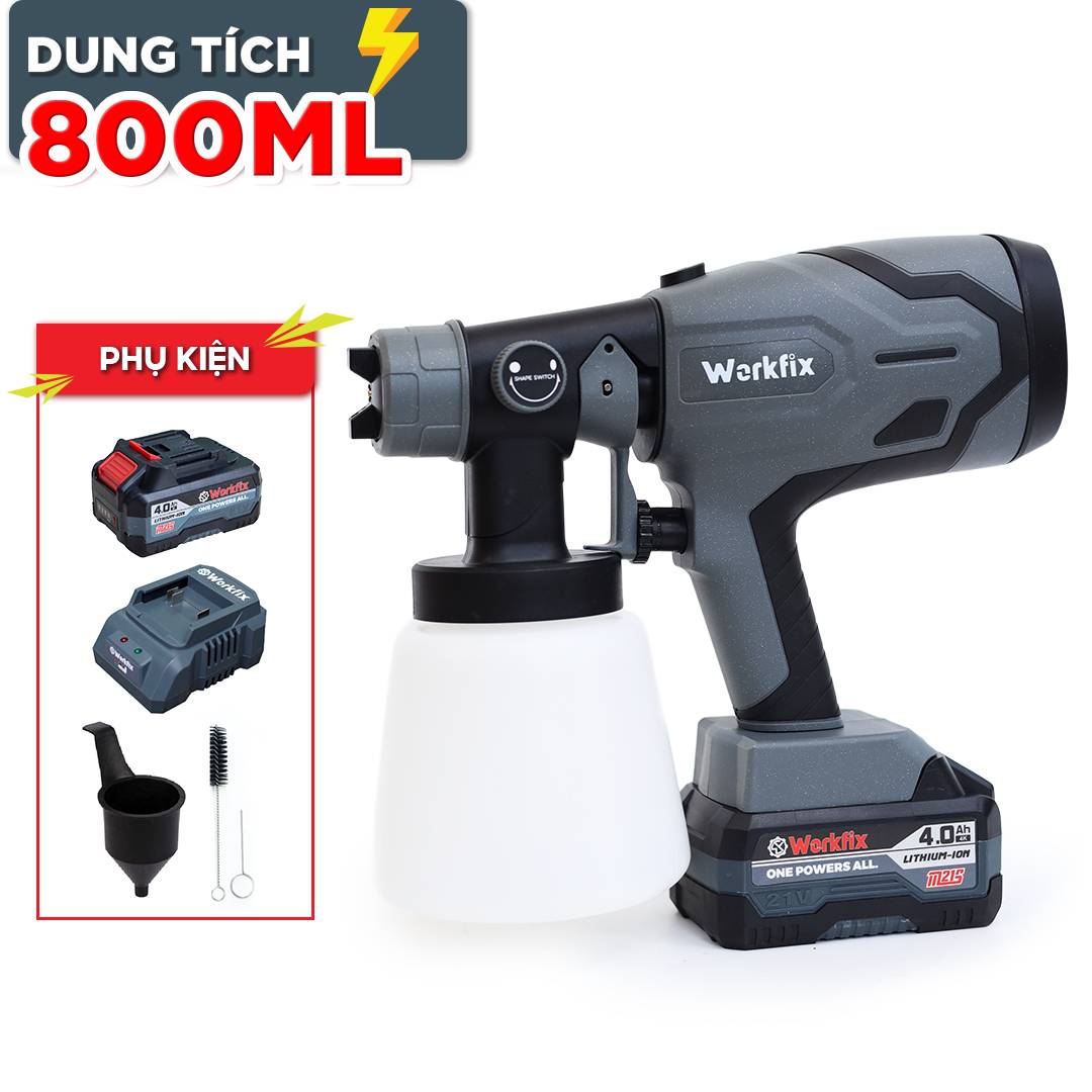 Máy phun sơn dùng pin Workfix WF-SPS800ML, dung tích bình chứa lên tới 800ml - image 1