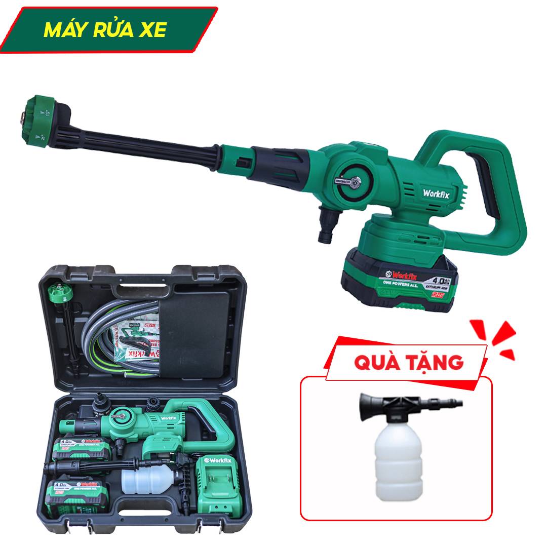 Máy rửa xe pin Workfix WF-PW3825PRO, 3 mức tốc độ, động cơ từ, lõi đồng nguyên chất - image 1