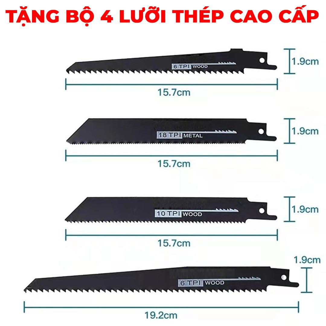 Máy Cưa Kiếm Dùng Pin Workfix WF-CK20BL - 500W, Không Chổi Than, Pin 21V 4.0Ah, Tặng Bộ 4 Lưỡi Thép Cao Cấp — TẶNG BỘ 4 LƯỠI CƯA THÉP CAO CẤP