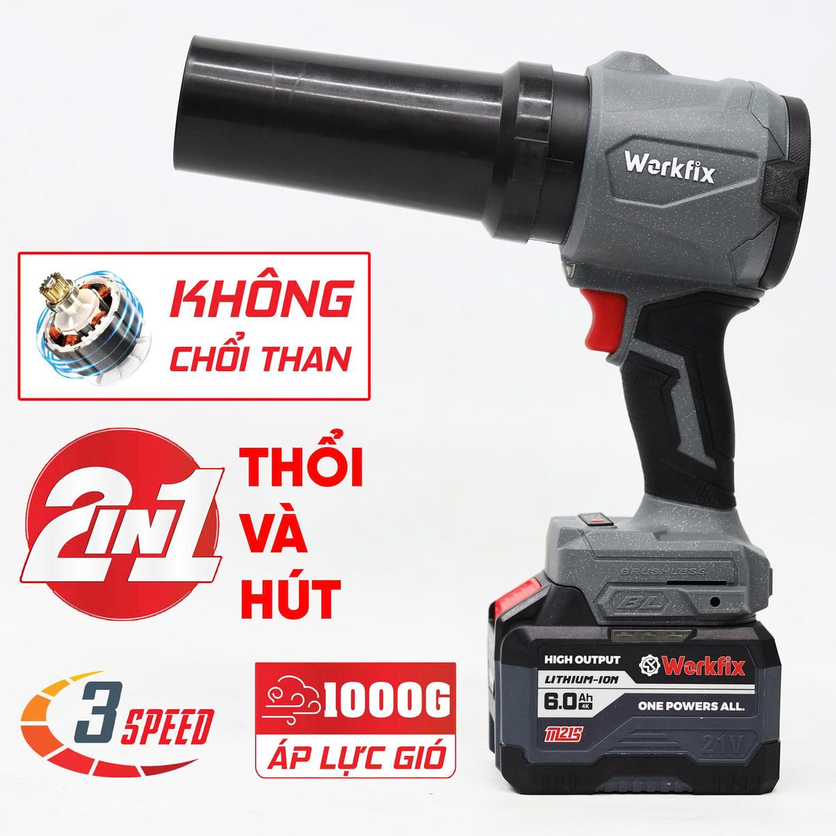 Máy thổi phản lực WF-PL1000G, vừa thổi vừa hút, động cơ từ