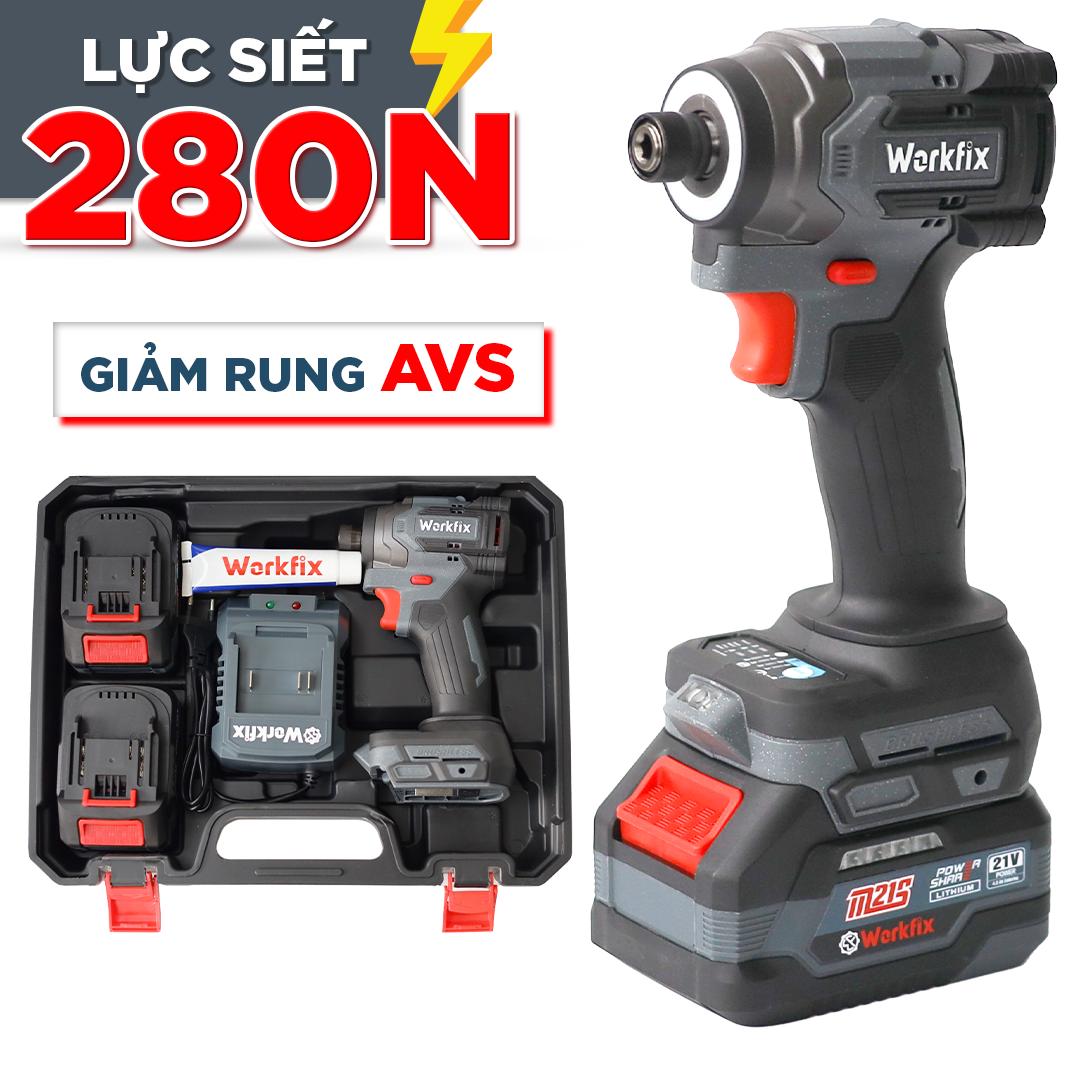 Máy chuyên vít Workfix WF-SD280CP, lực siết 280Nm, điều tốc 4 cấp và 4 tính năng, giảm rung AVS, không chổi than