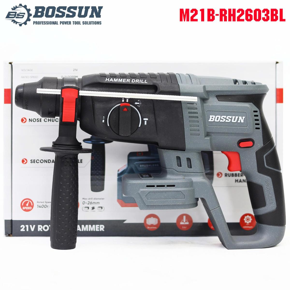 Máy khoan bê tông pin Boshun M21B-RH2603B, khoan 3 chức năng nhỏ gọn, đầu gài mũi 26mm
