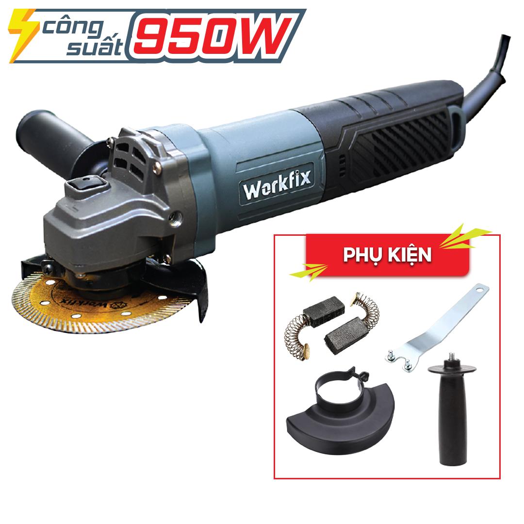Máy mài cầm tay Workfix WF-AG950CP, công suất 950W, công tắc đuôi, tặng 1 cặp chổi than