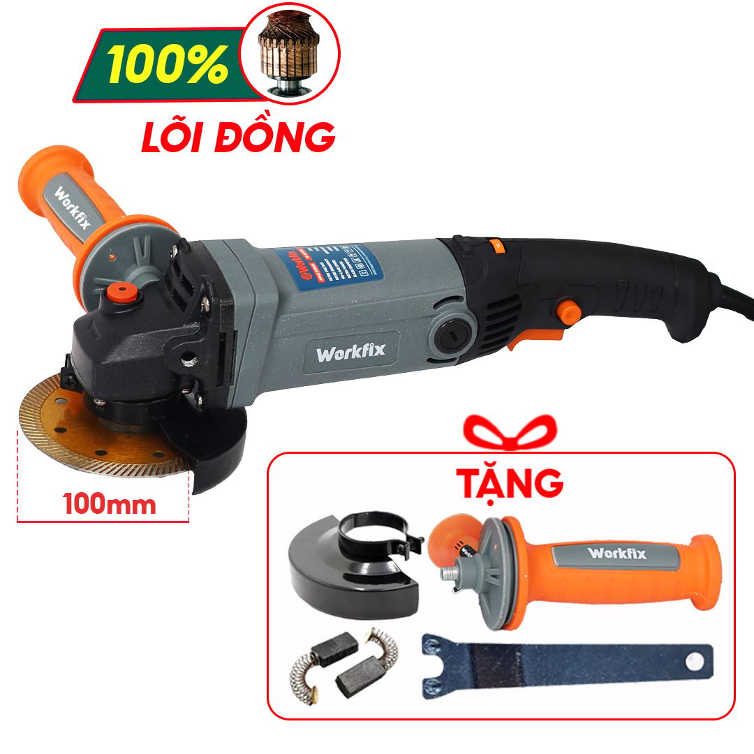 Máy mài điện cầm tay Workfix WF-AG980W, công tắc cạnh 980W, 6 tốc độ, chống khởi động lại