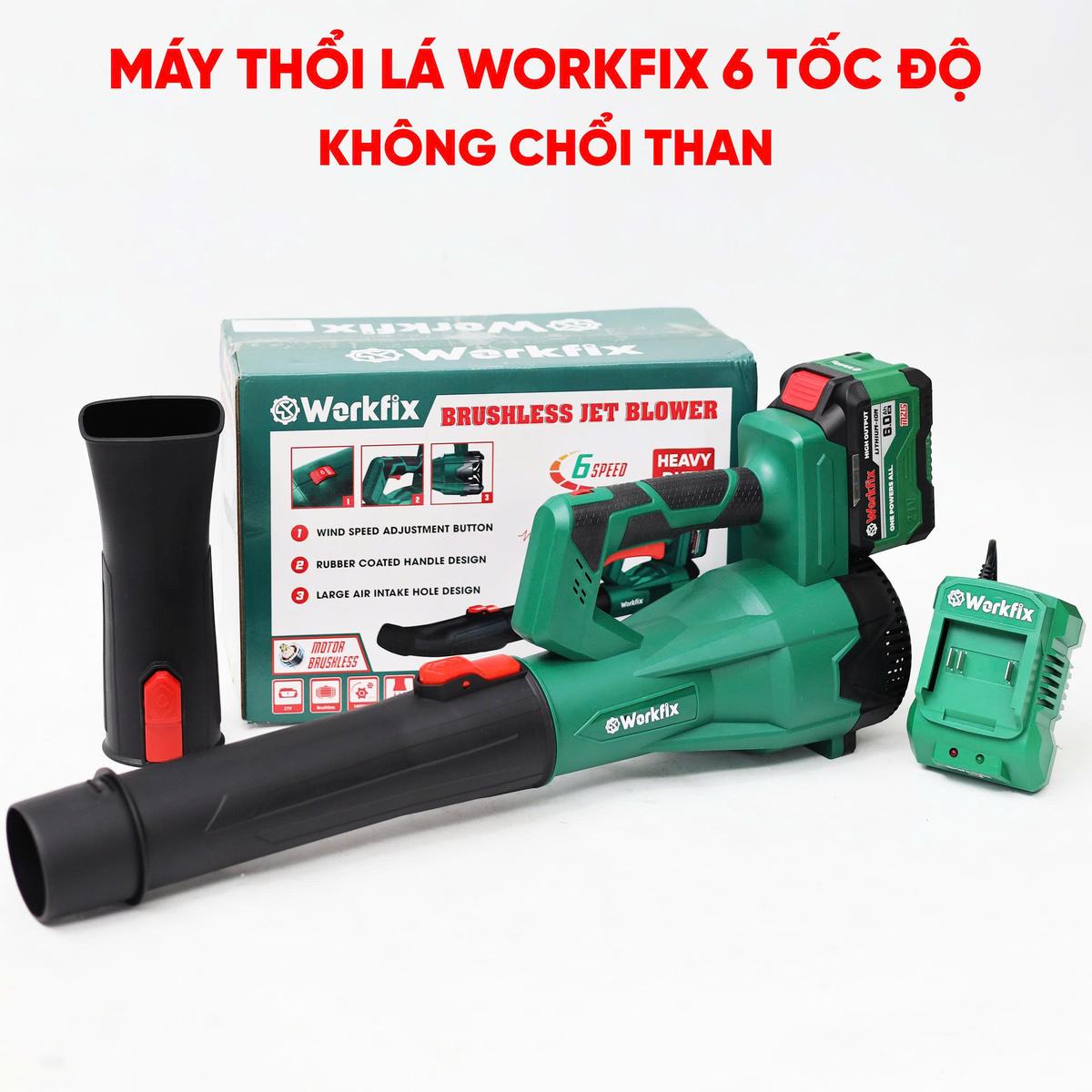 Máy thổi Workfix WF-TL680BL, 6 cấp độ, động cơ từ, không chổi than, chính hãng