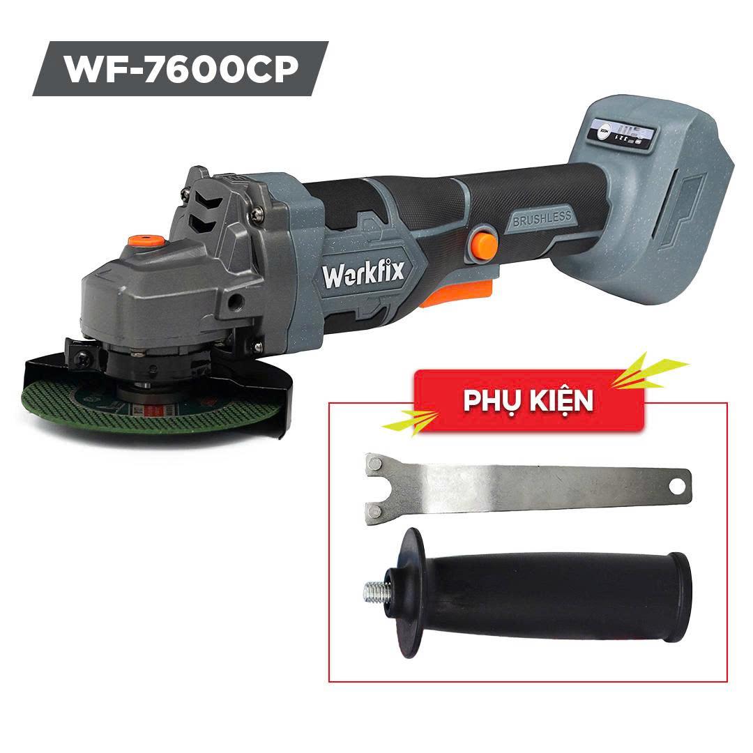 Thân máy mài pin công tắc bóp Workfix WF-AG7600XCP, 100% lõi đồng, cực mạnh mẽ, không giật, an toàn tối đa