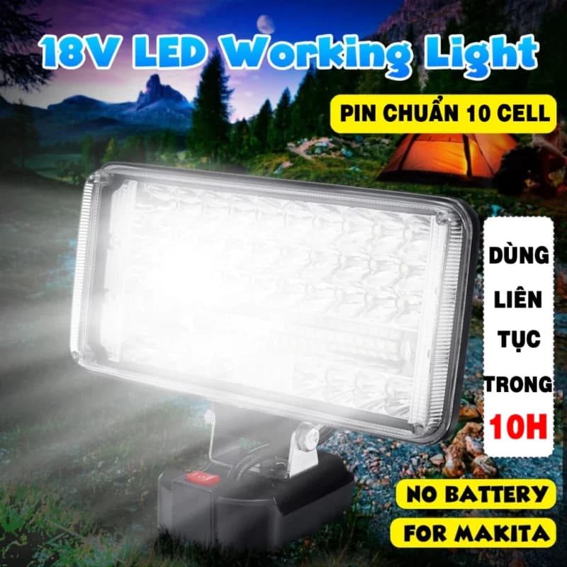 Đèn Led 48 Bóng 72w WORKFIX WF-L48, Dùng Liên Tục 12 Tiếng, Chân Pin Phổ Thống, Lõi đồng 100% — Chi tiết