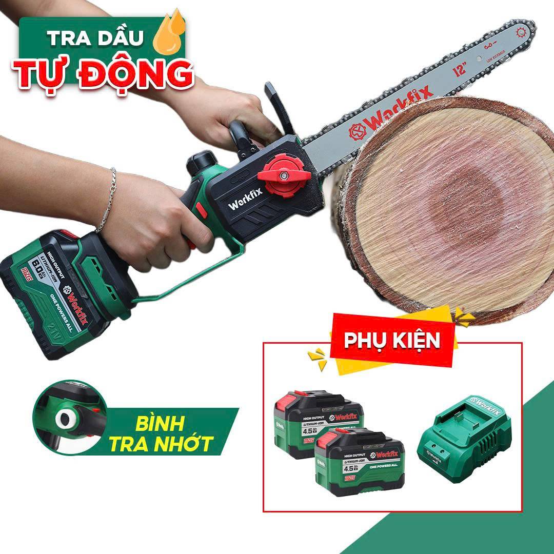 Máy cưa Workfix WF-CS12CV, lam dài 12 inch, có bơm nhớt tự động, có gạt Auto Stop - image 1