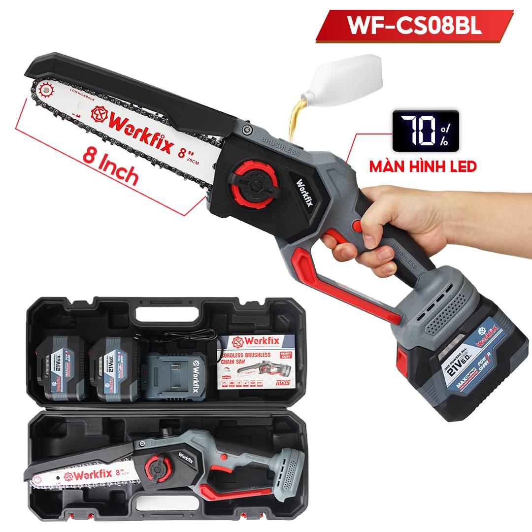Máy cưa pin Workfix WF-CS0801XBL, lam dài 8 inch, có bơm nhớt tự động - image 1