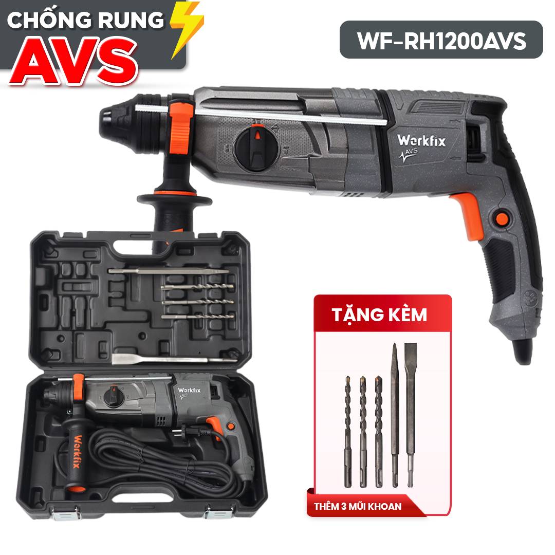 Máy khoan bê tông Workfix WF-BT1200AVT, khoan búa, khoan tường, đục, máy khoan điện AVS - image 1
