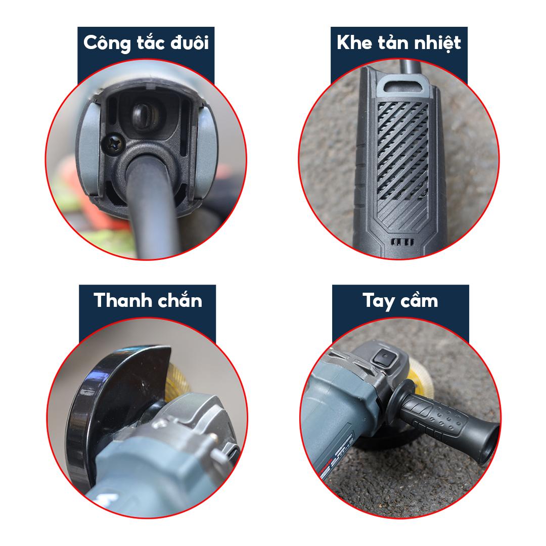 Máy mài cầm tay WORKFIX WF-AG950W, Công suất 950W, Công tắc đuôi, Tặng 1 cặp chổi than — THIẾT KẾ HIỆN ĐẠI