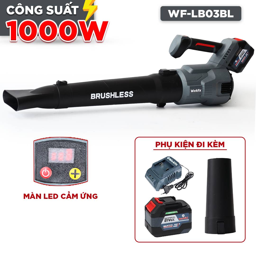 Máy thổi Workfix 3 tốc WF-LB03PRO, chuyên thổi lá, bụi, rác, công suất 1000W siêu khỏe, động cơ không chổi than, Workfix chính hãng - image 1